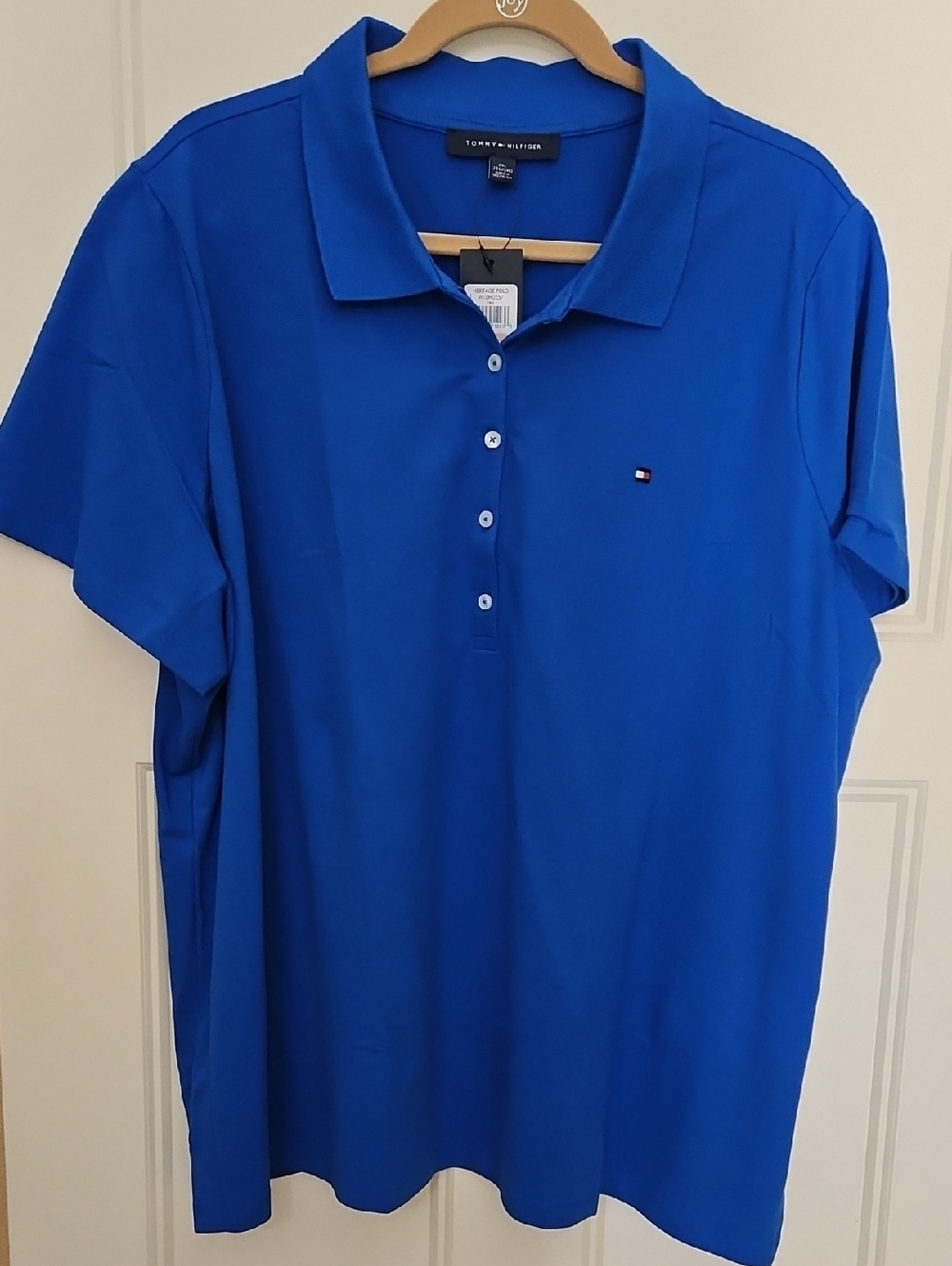 NWT, Women's Tommy Hilfiger Short-Sleeve Polo, Blue, Size 2x
